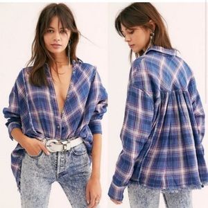 Free People Plaid Blouse - Medium